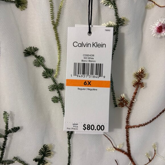 NWT Calvin Klein Little Girls Embroidered Garden Sleeveless Dress SZ 6X - Picture 2 of 3